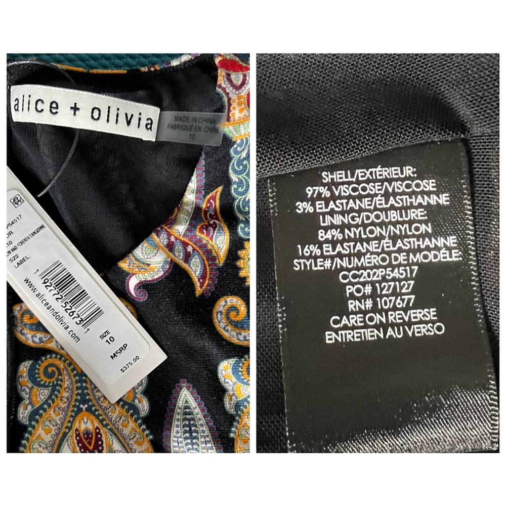 Alice + Olivia Delora Boho Print Floral Paisley Mini Dress - Picture 14 of 16